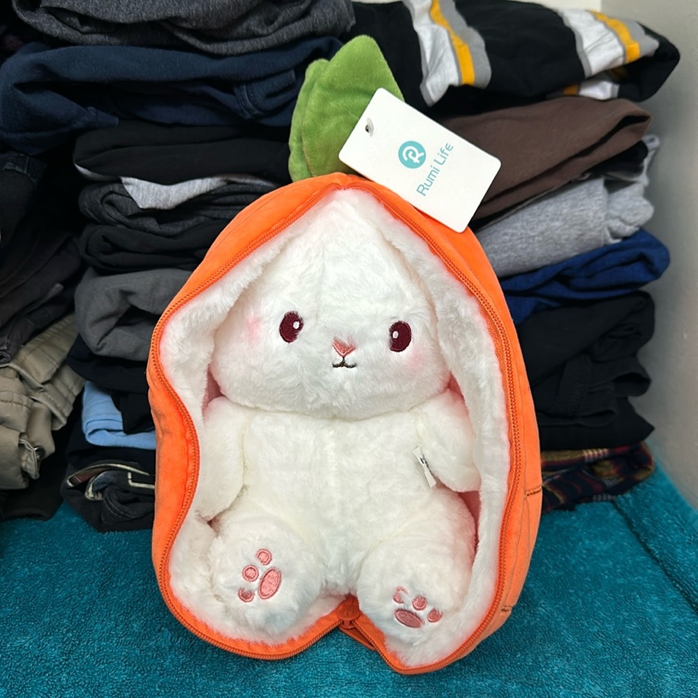 Reversible Carrot Bunny Stuffed Toy 10Inch